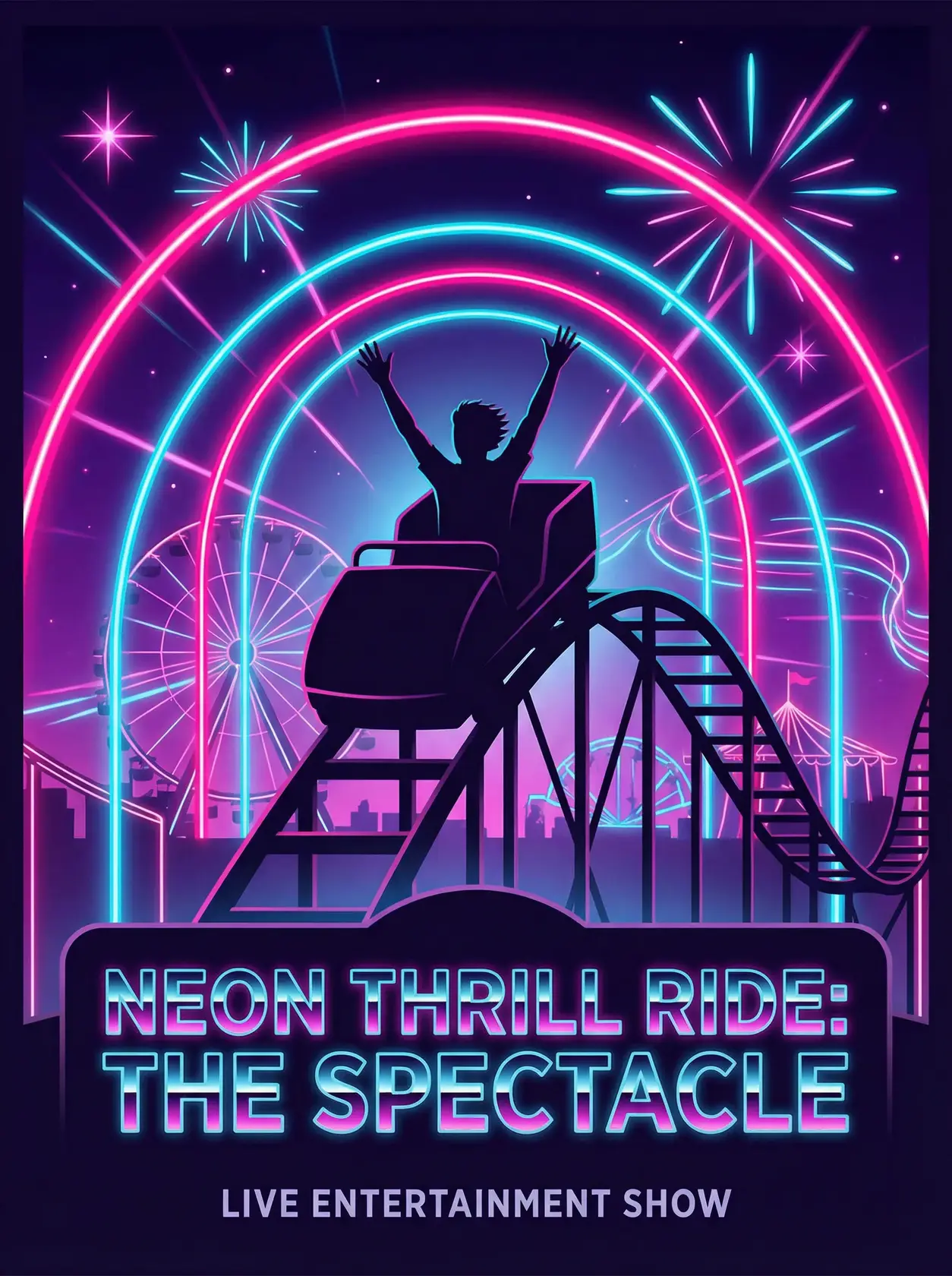 18禁 - 霓虹过山车主题娱乐海报